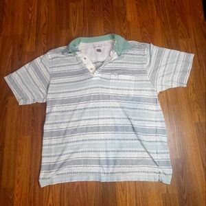 Arnold Palmer Moss Green Golf VTG Striped Polo T-shirt Large B31